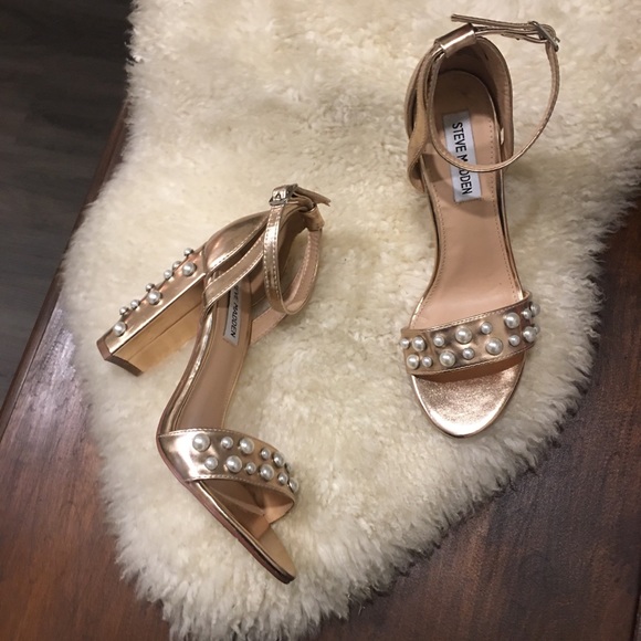 Steve Madden - Pearled Rose Gold Block Heels 7 - Picture 6 of 16